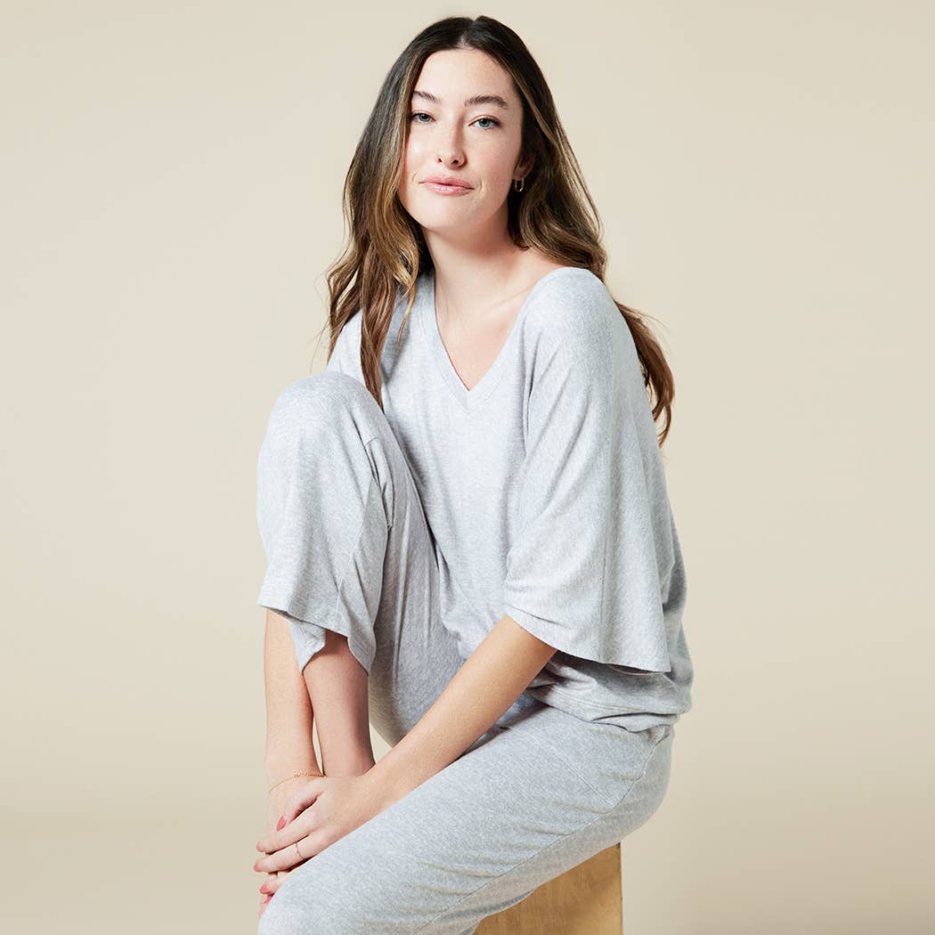 Dream Jersey Relaxed V-neck with Capri Lounge Set for Women