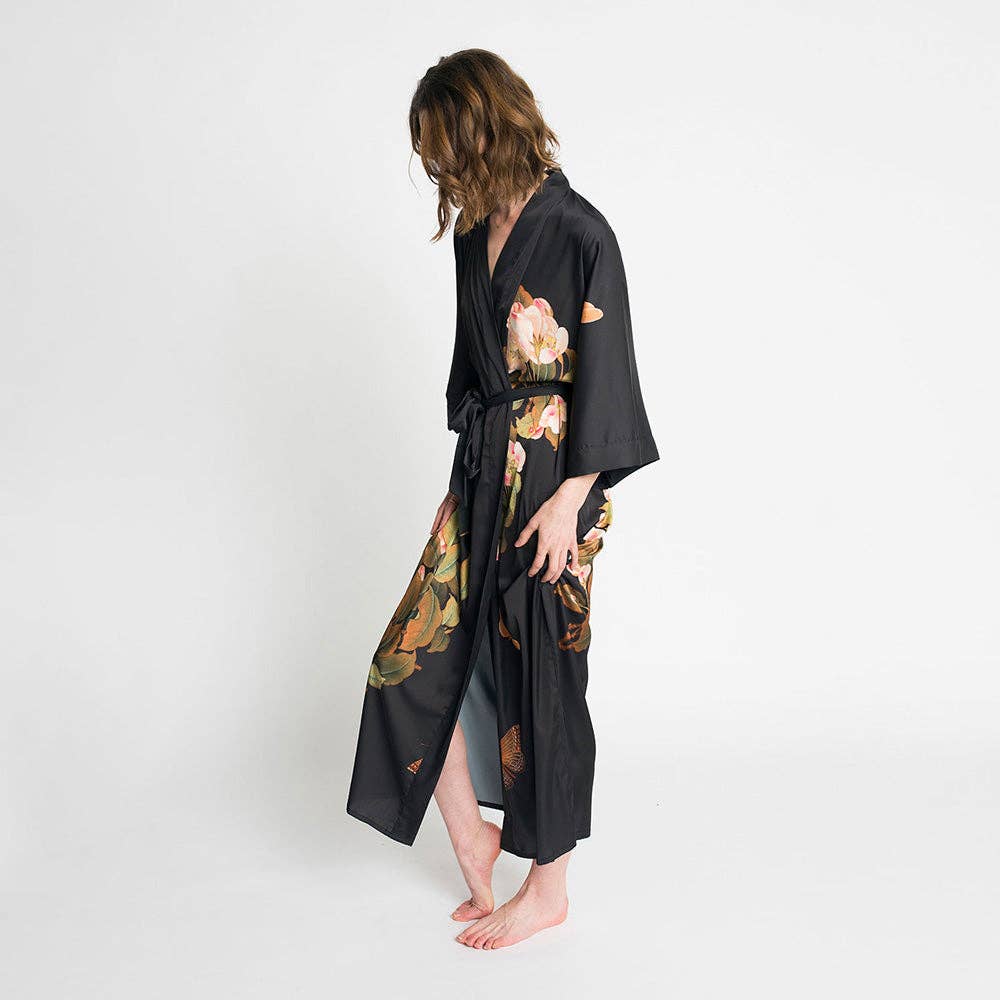Peony & Butterfly Long Kimono Robe (Final Sale)