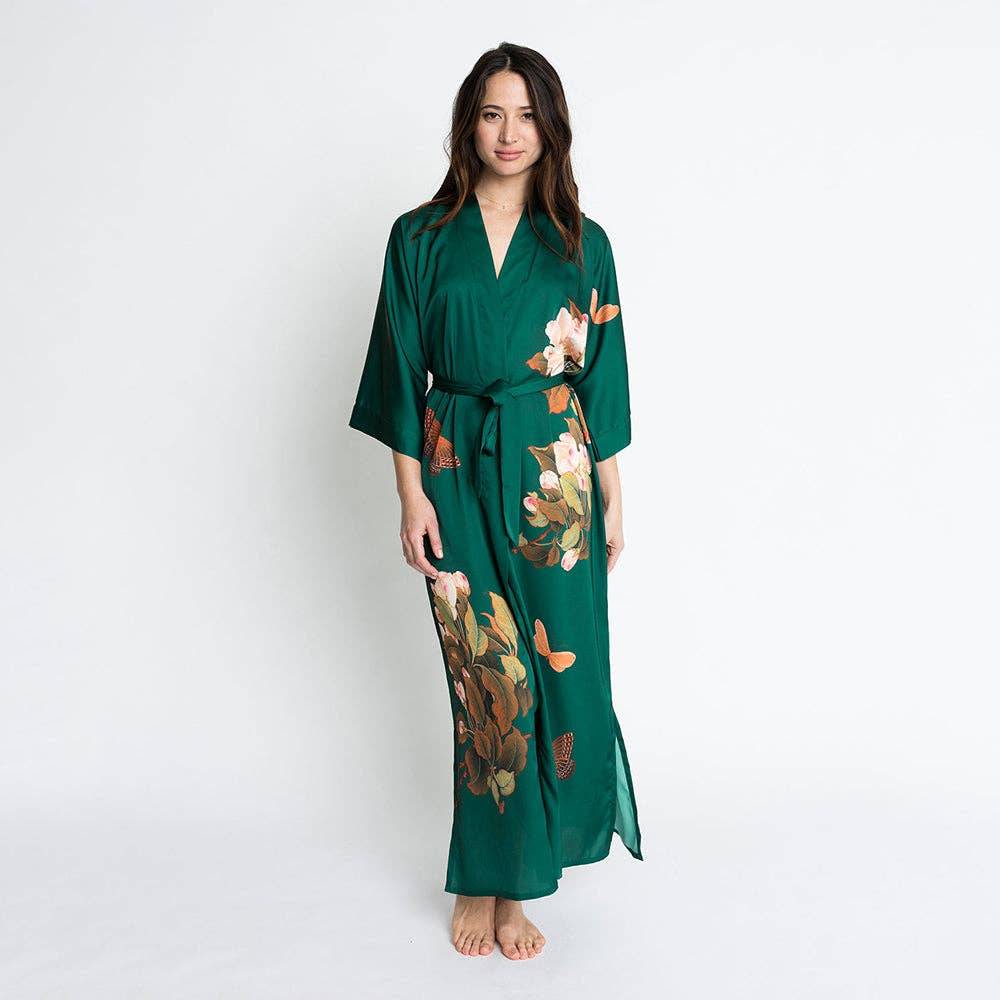 Peony & Butterfly Long Kimono Robe (Final Sale)