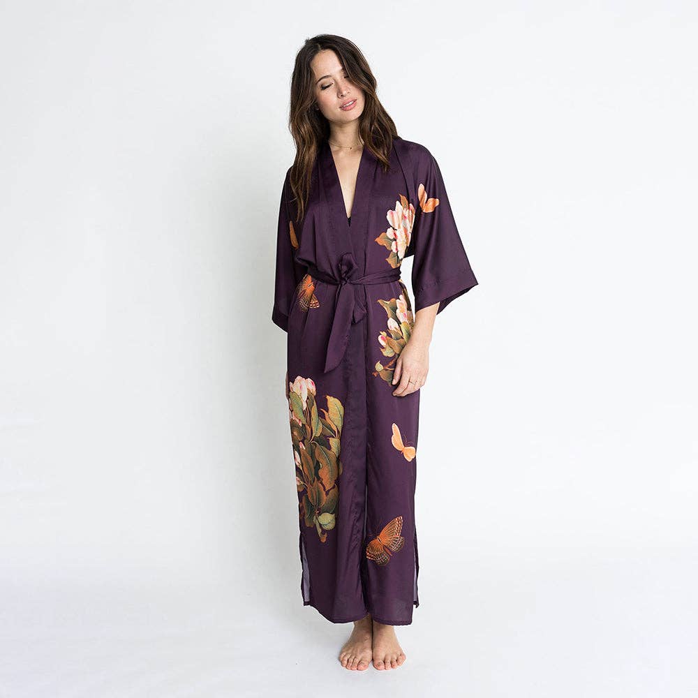 Peony & Butterfly Long Kimono Robe (Final Sale)