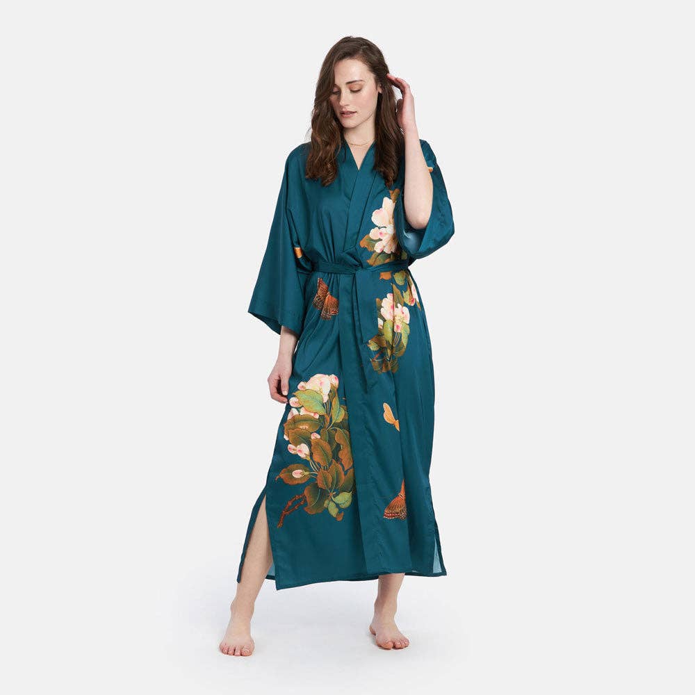 Peony & Butterfly Long Kimono Robe (Final Sale)