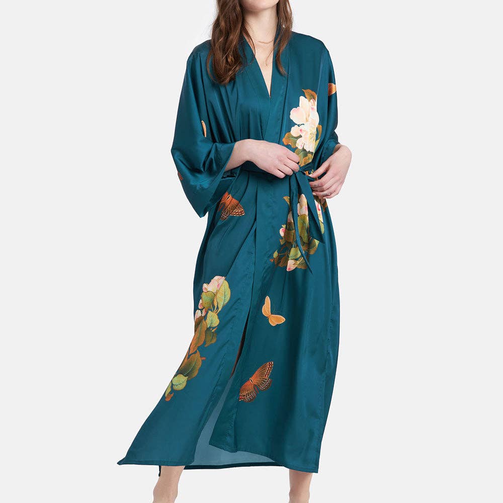 Peony & Butterfly Long Kimono Robe (Final Sale)