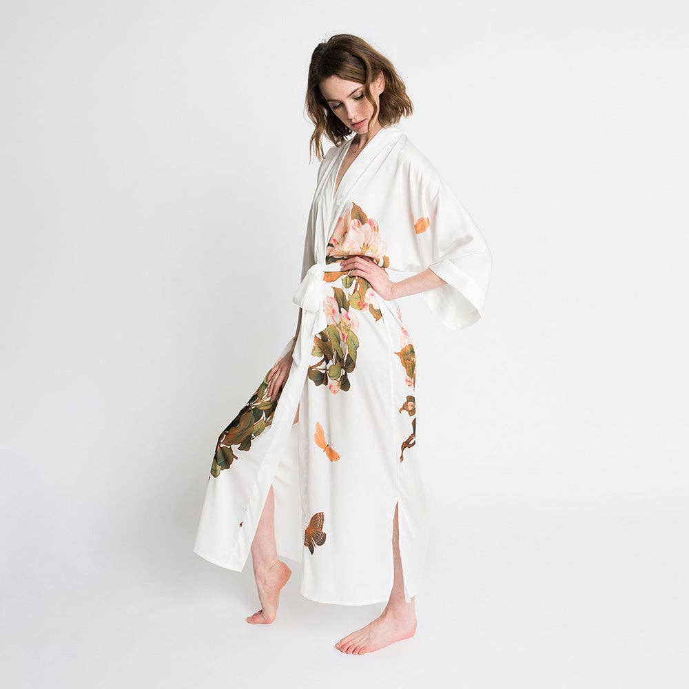 Peony & Butterfly Long Kimono Robe (Final Sale)