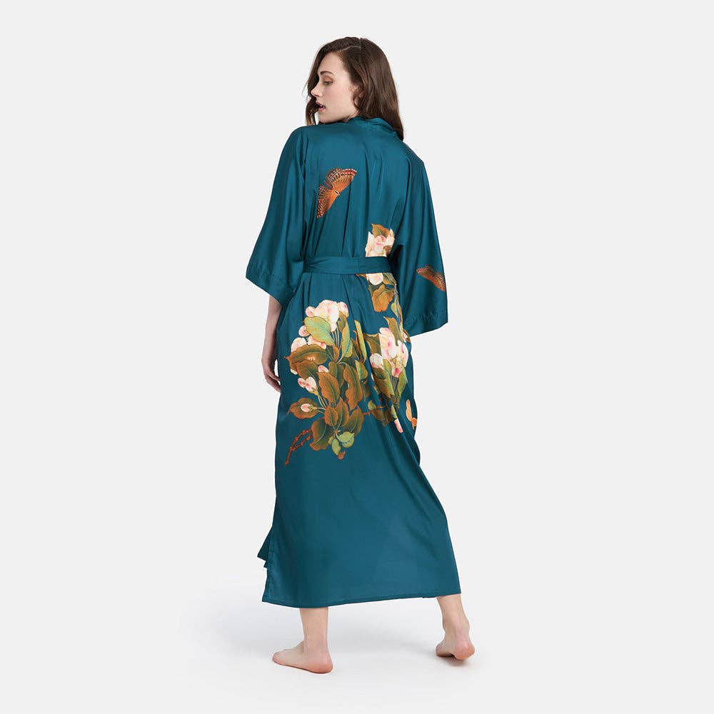 Peony & Butterfly Long Kimono Robe (Final Sale)