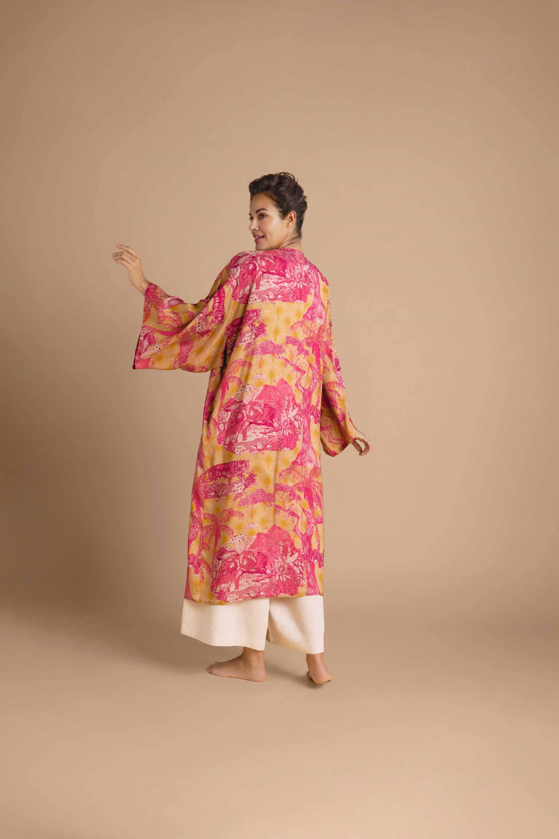Tropical Toile Kimono Gown - Pineapple