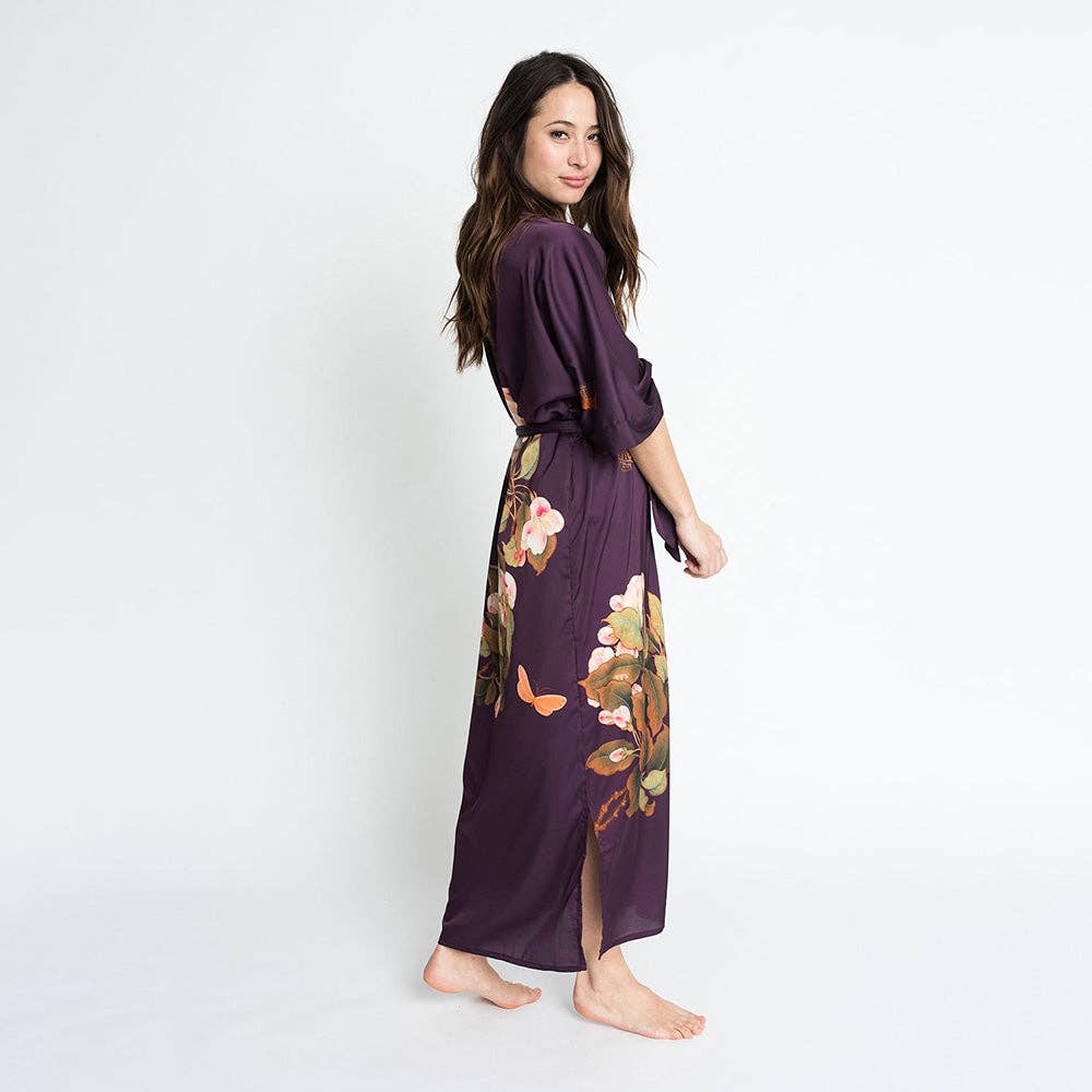 Peony & Butterfly Long Kimono Robe (Final Sale)