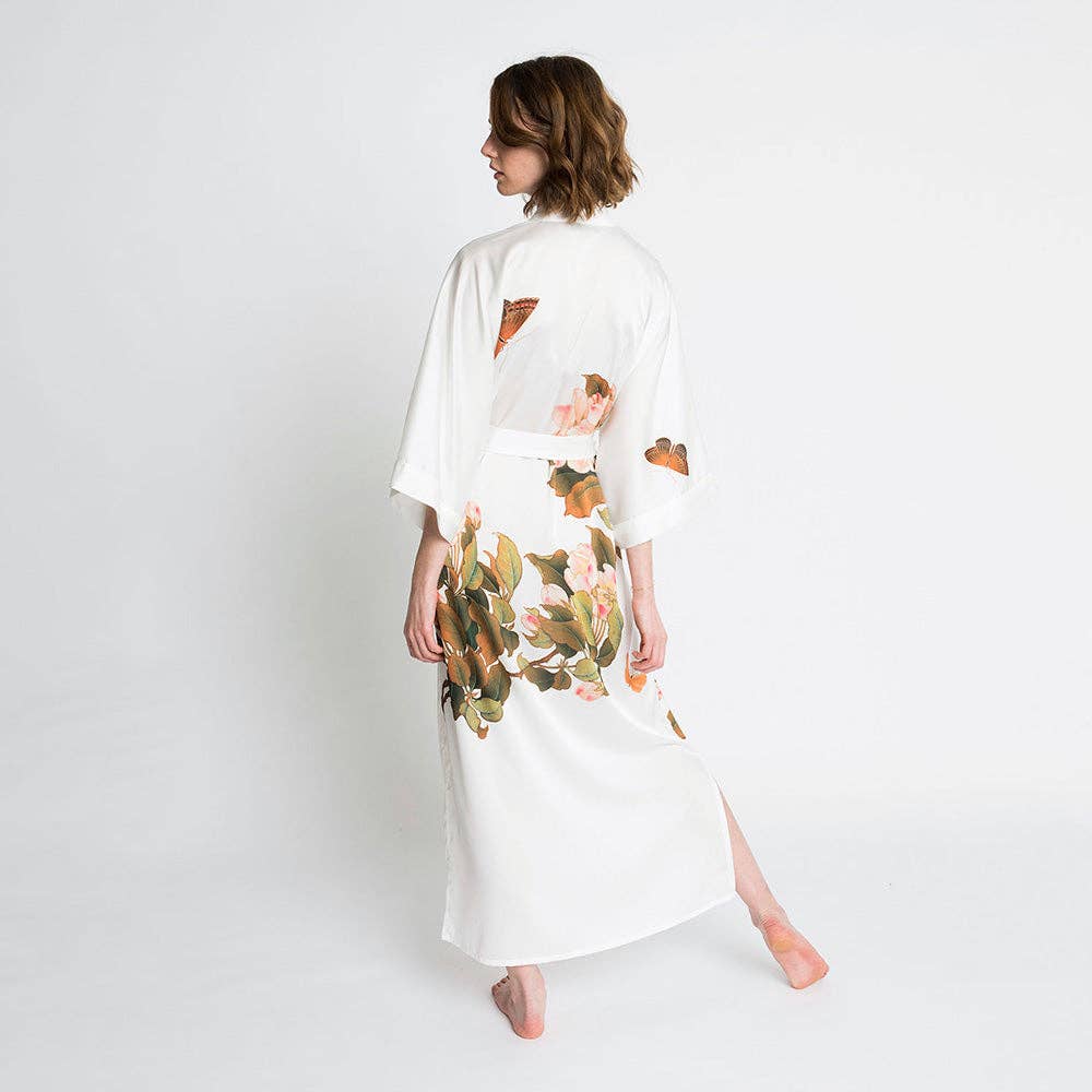 Peony & Butterfly Long Kimono Robe (Final Sale)