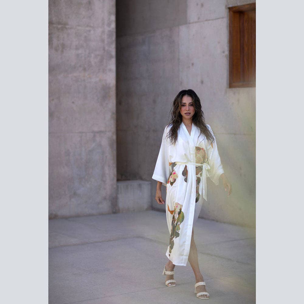 Peony & Butterfly Long Kimono Robe (Final Sale)