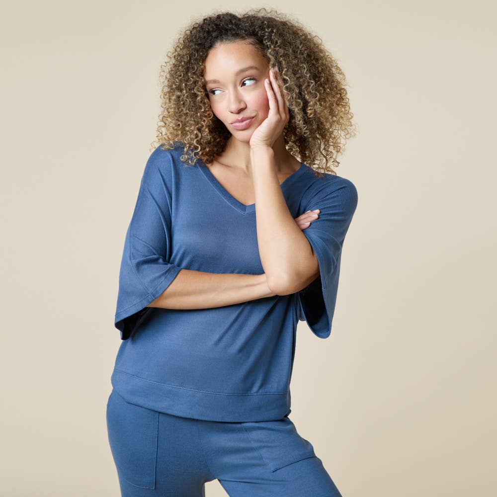 Dream Jersey Relaxed V-neck with Capri Lounge Set for Women