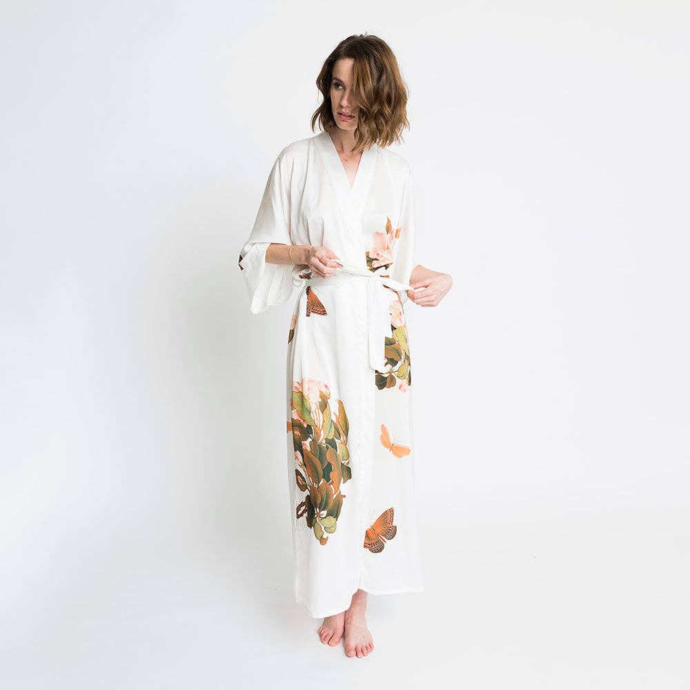 Peony & Butterfly Long Kimono Robe (Final Sale)