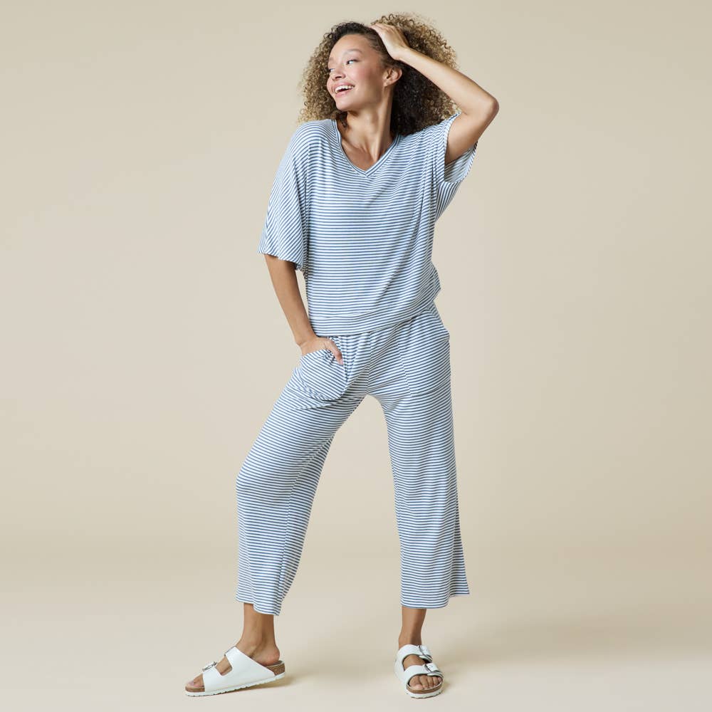 Dream Jersey Relaxed V-neck with Capri Lounge Set for Women