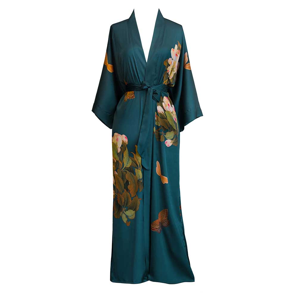 Peony & Butterfly Long Kimono Robe (Final Sale)