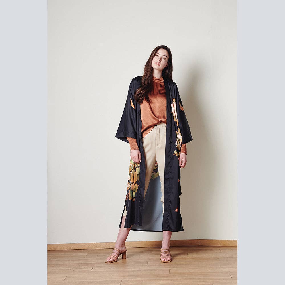 Peony & Butterfly Long Kimono Robe (Final Sale)