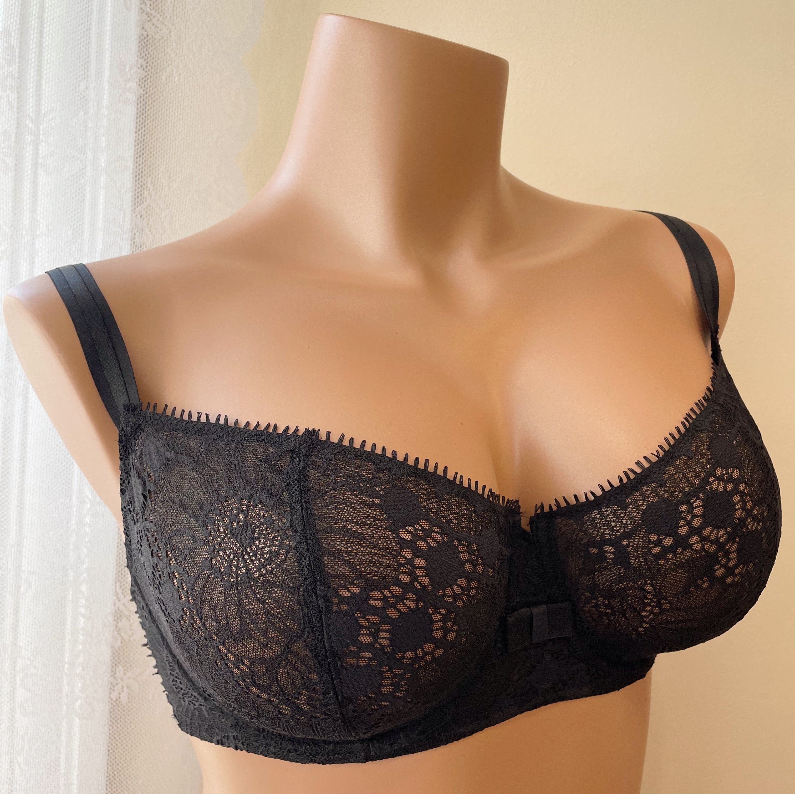Chantelle Day to Night Lace Unlined Demi Bra with refined Lycra lace, rigid tulle details, and adjustable straps. Designed in France and available at The O Shop.