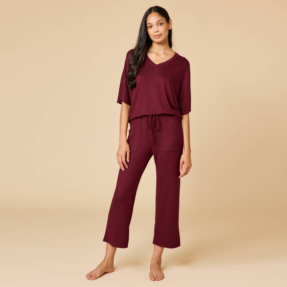 Dream Jersey Relaxed V-neck with Capri Lounge Set for Women