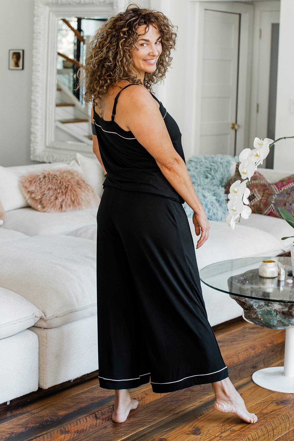 ROWAN PIPED BAMBOO TANK AND WIDE LEG PAJAMA SET