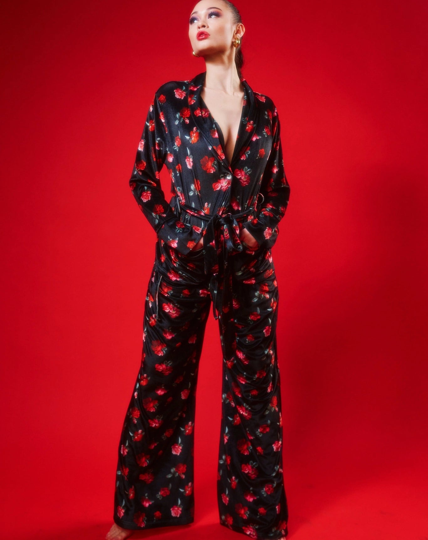 Kilo Brava Velvet Wide Leg Wrap PJ Set (Final Sale)