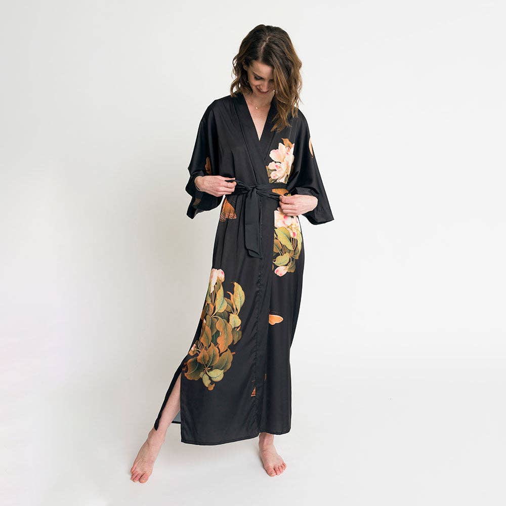 Peony & Butterfly Long Kimono Robe (Final Sale)