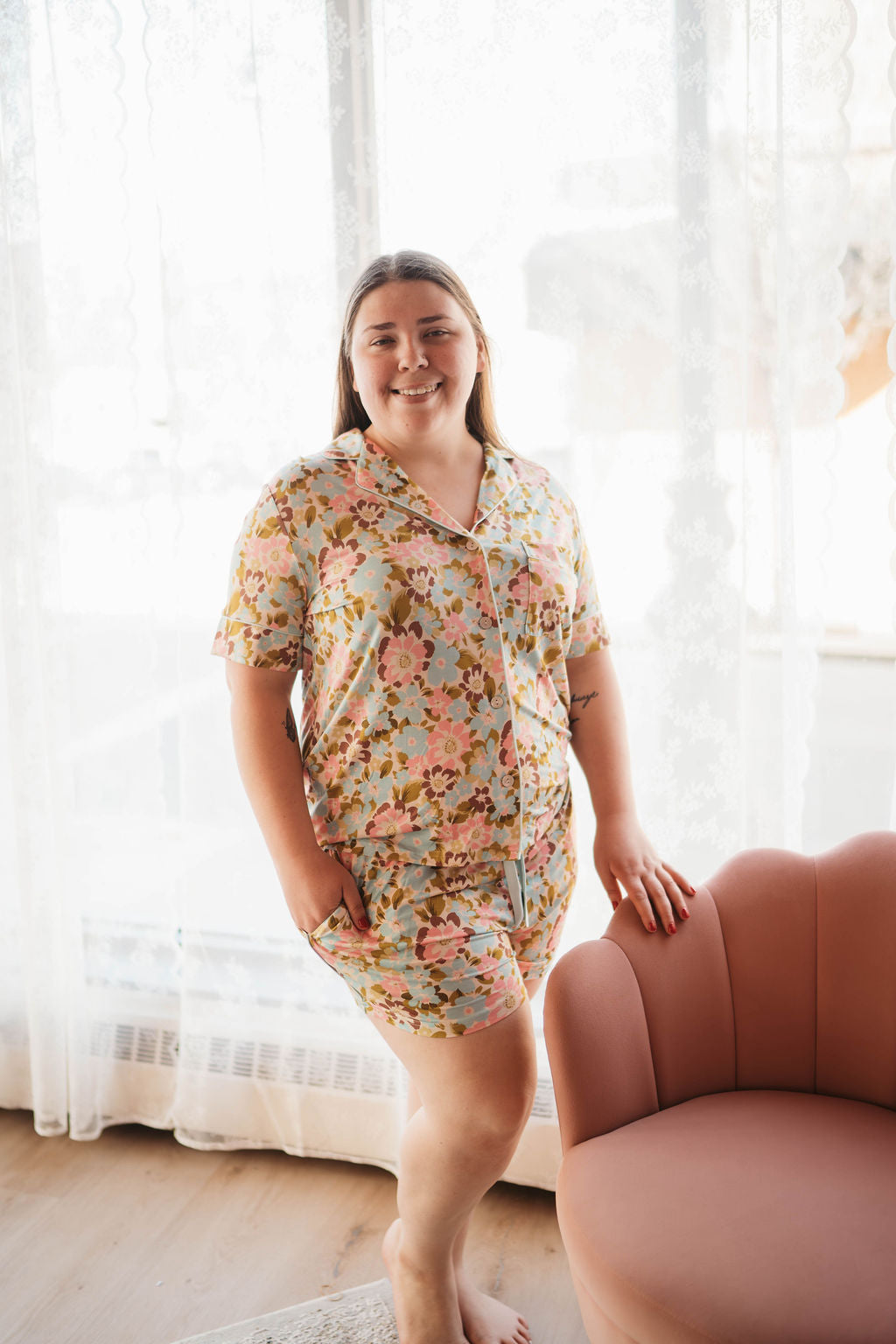 Modal Short PJ Set- Painted Blooms