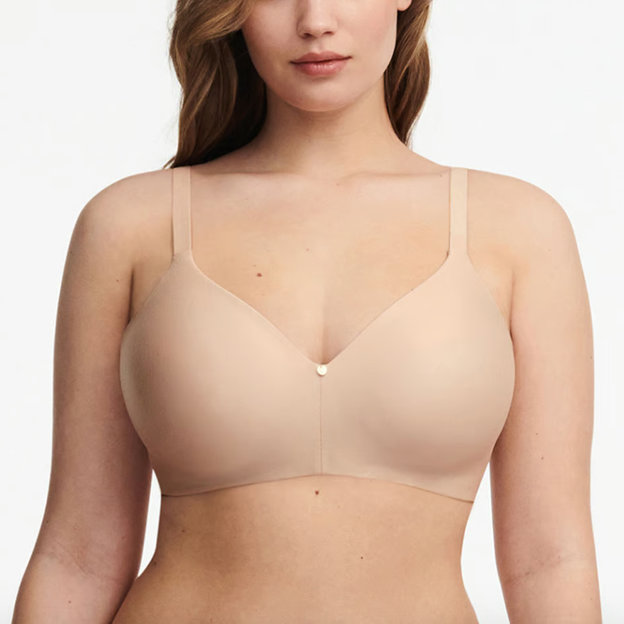 Chantelle C Jolie Wirefree T-Shirt Bra with floral lace, contoured cups, and adjustable straps. Available at The O Shop in Central Massachusetts.