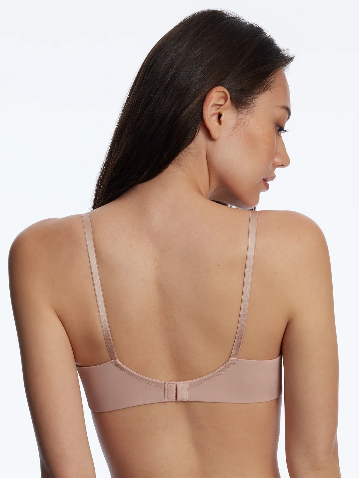 Unlined lace balconette bra with eyelash scalloped neckline in Rose Gold.