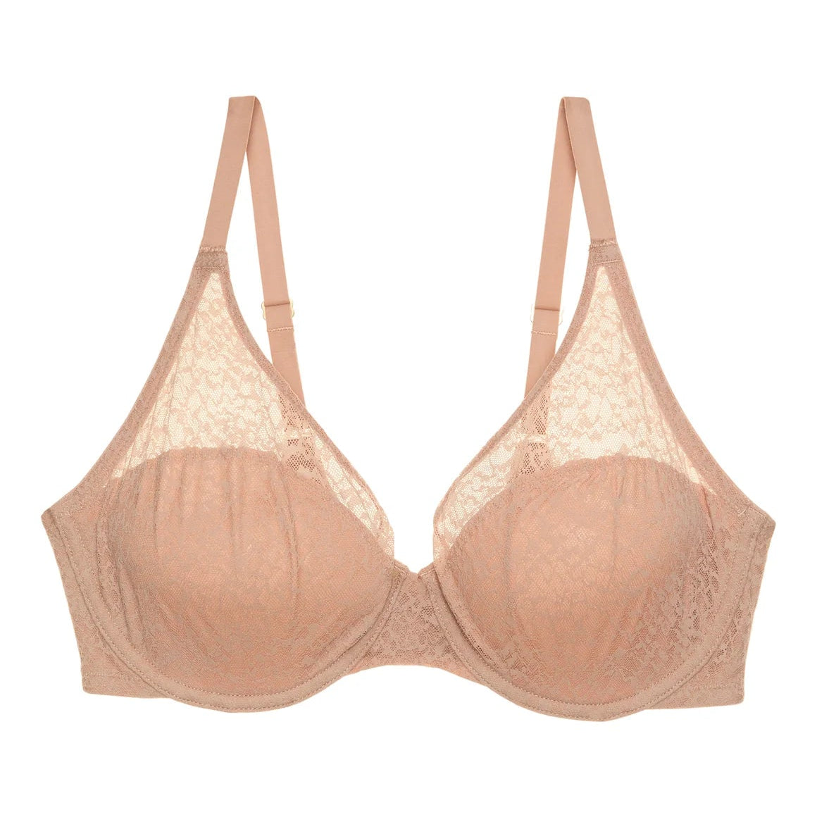 The Natori Pretty Smooth Underwire Bra in Buff, displayed against a plain background, features smooth, lightly padded cups with a seamless design. The underwire construction offers gentle lift and support, while the soft buff color provides a neutral, versatile look.