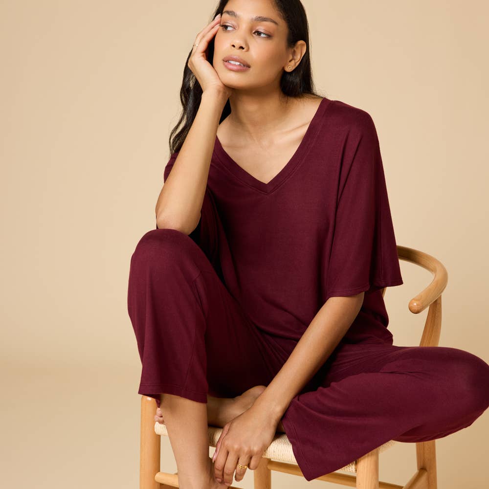Dream Jersey Relaxed V-neck with Capri Lounge Set for Women